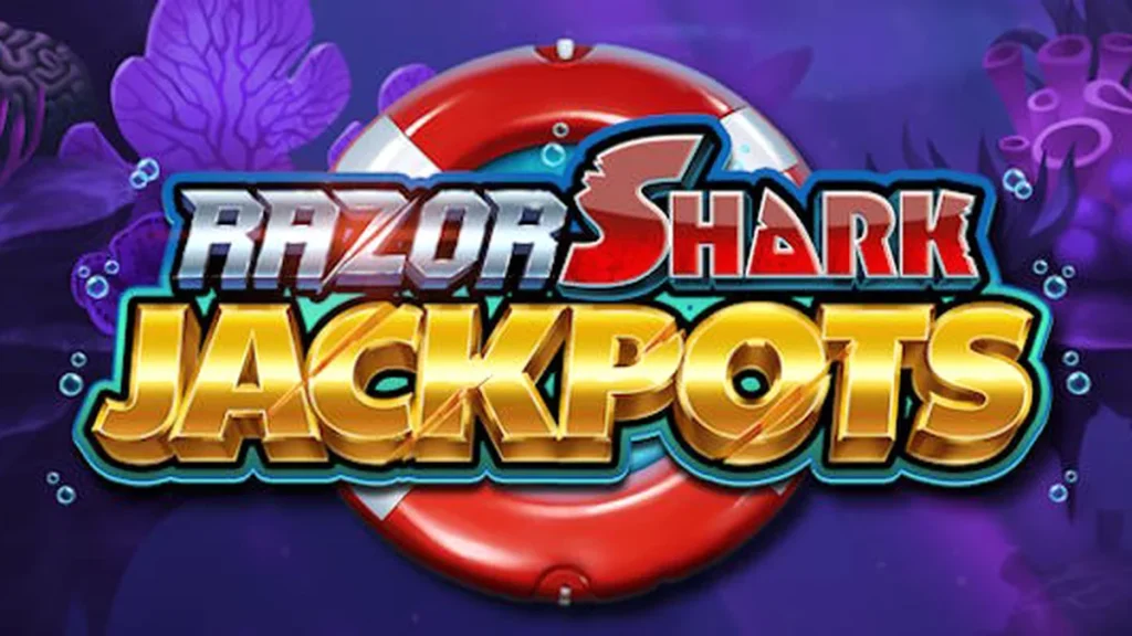 Tampilan visual game slot Razor Shark Jackpots dengan tema bawah laut yang cerah