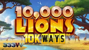 Tampilan visual slot 10,000 Lions 10K Ways dengan desain simbol yang dinamis